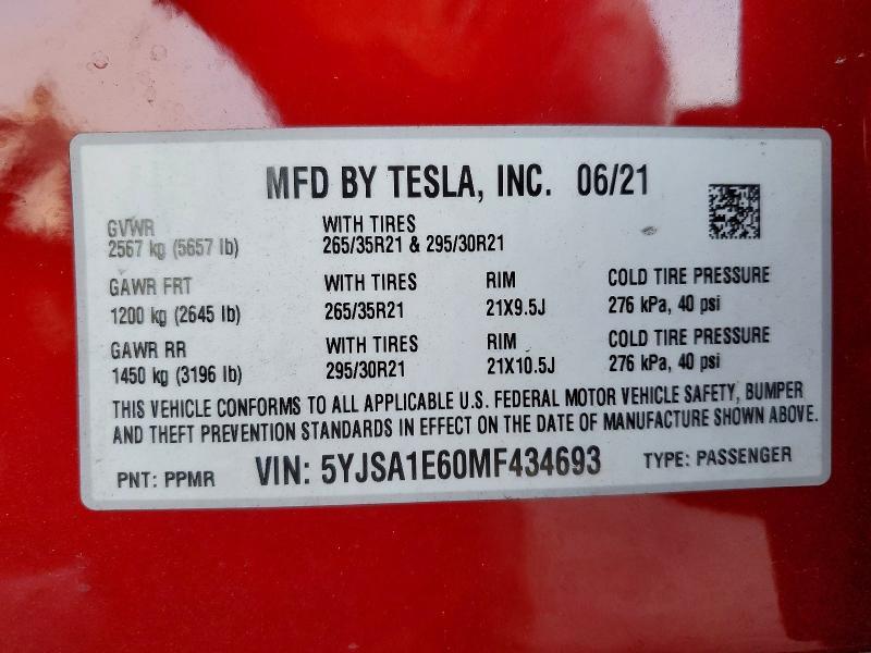 2021 TESLA MODEL S — Фото 13 из 13