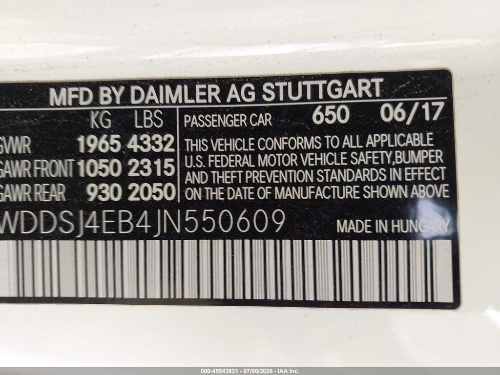 WDDSJ4EB4JN550609 2018 MERCEDES-BENZ CLA 250 photo no. 9