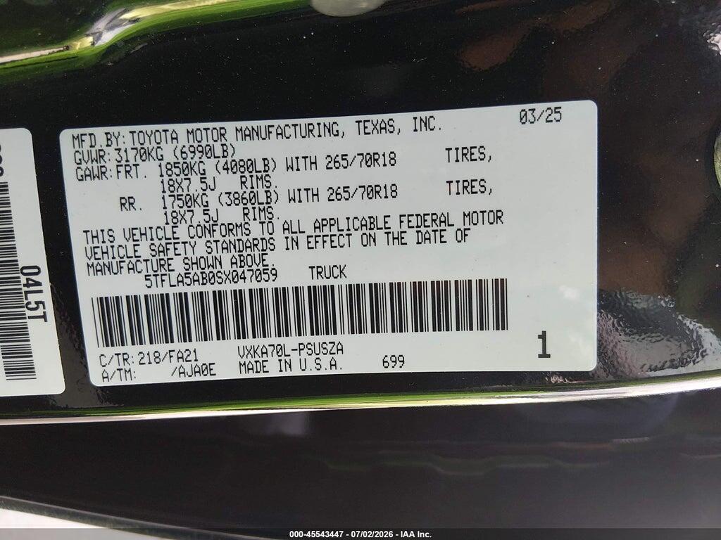 5TFLA5AB0SX047059 2025 TOYOTA TUNDRA photo no. 9