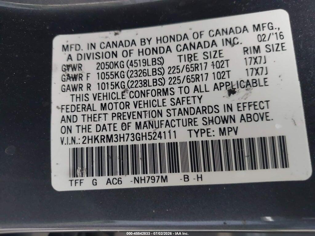 2HKRM3H73GH524111 2016 HONDA CR-V photo no. 9