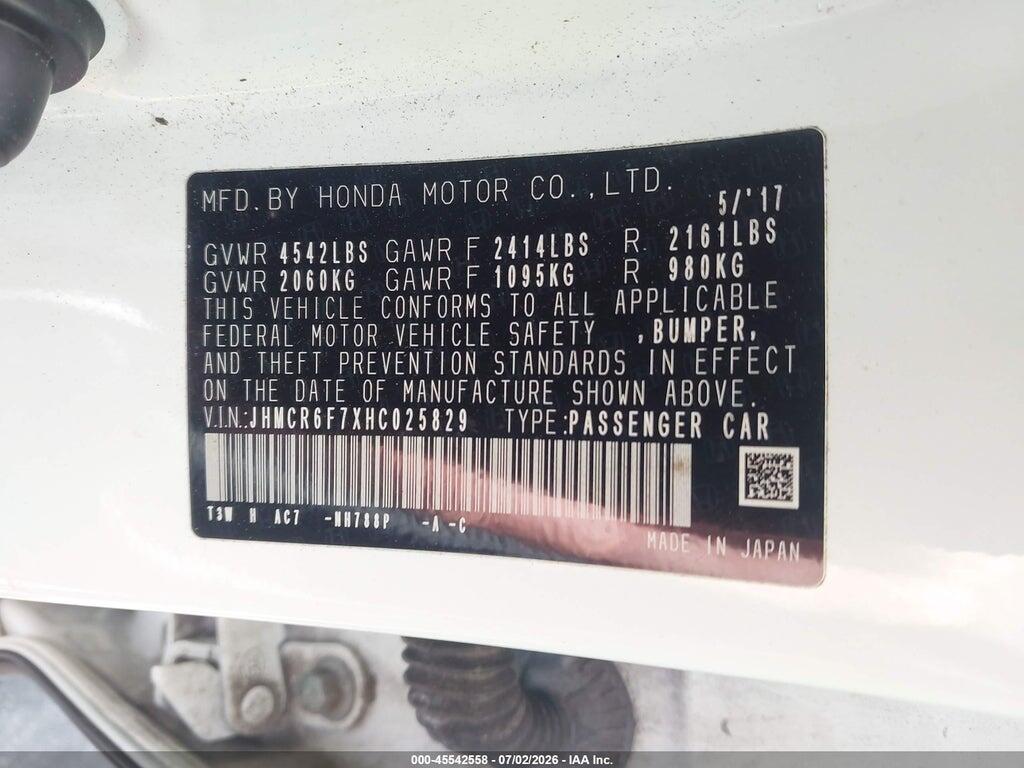 JHMCR6F7XHC025829 2017 HONDA ACCORD HYBRID photo no. 9
