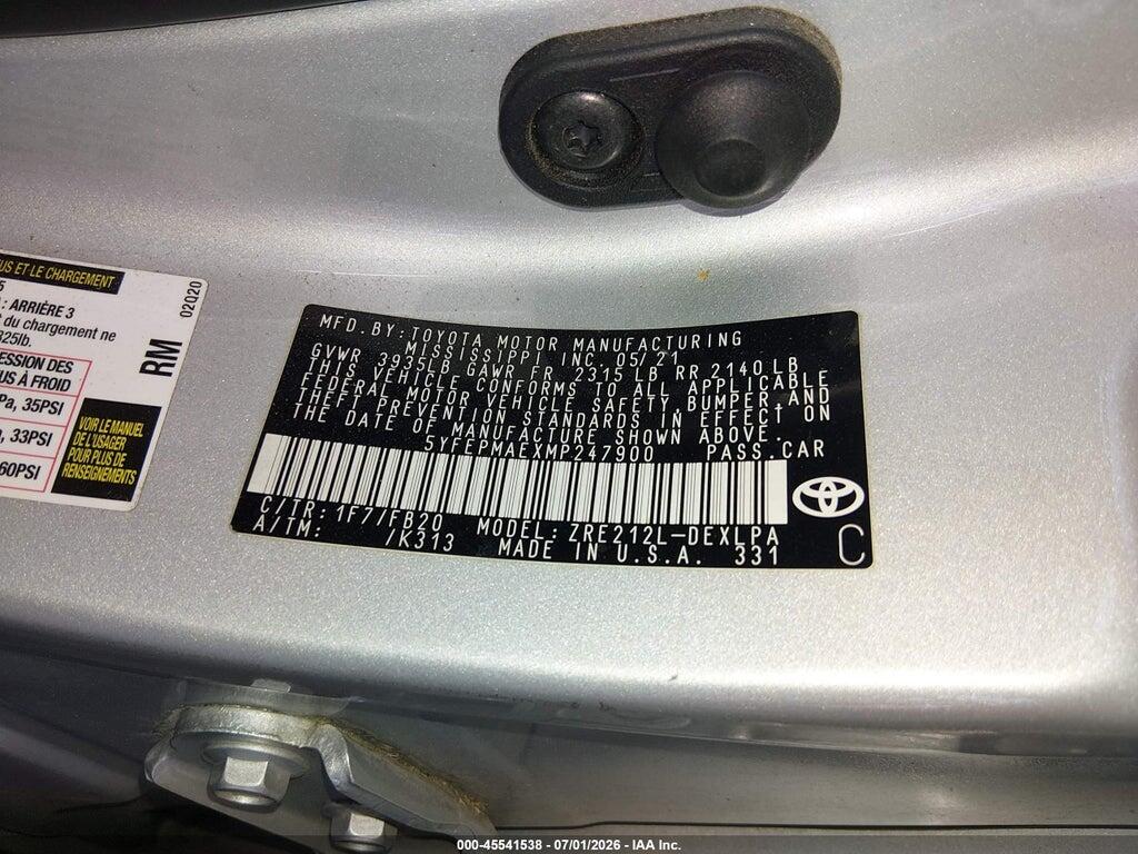 5YFEPMAEXMP247900 2021 TOYOTA COROLLA photo no. 9