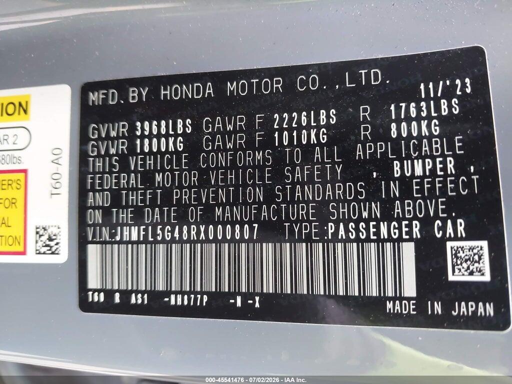 JHMFL5G48RX000807 2024 HONDA CIVIC TYPE R photo no. 9