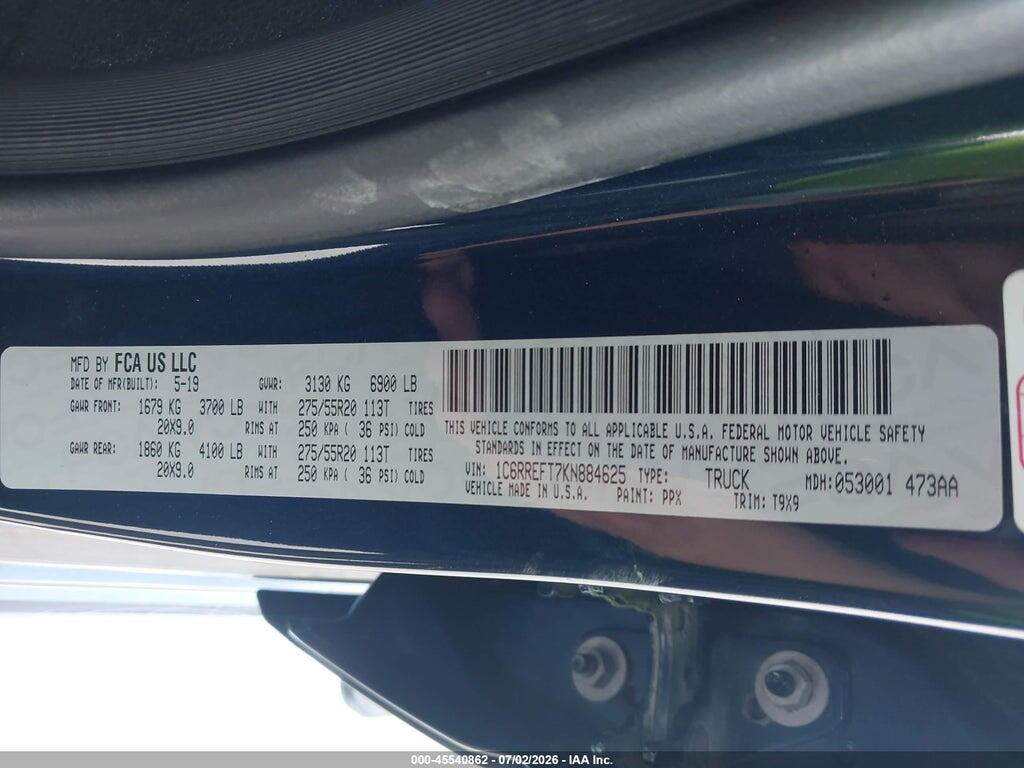 1C6RREFT7KN884625 2019 RAM 1500 photo no. 9