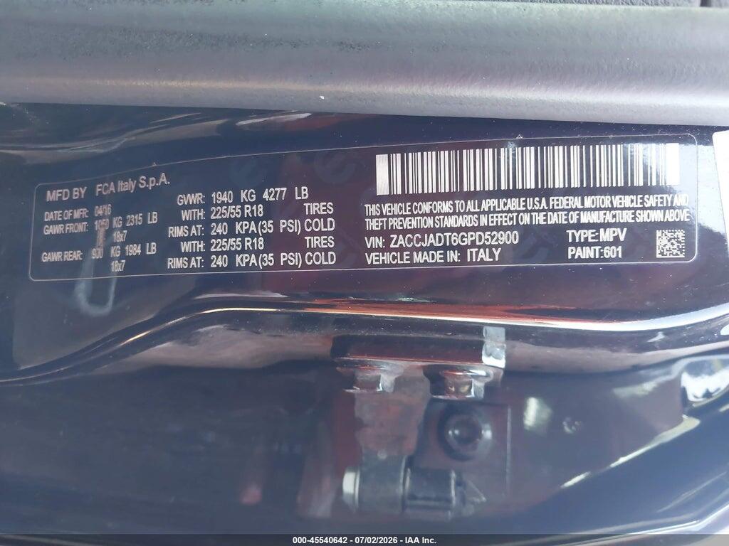 ZACCJADT6GPD52900 2016 JEEP RENEGADE photo no. 9