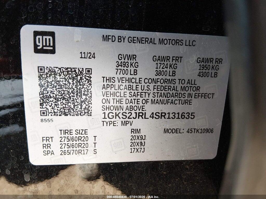 1GKS2JRL4SR131635 2025 GMC YUKON XL photo no. 9