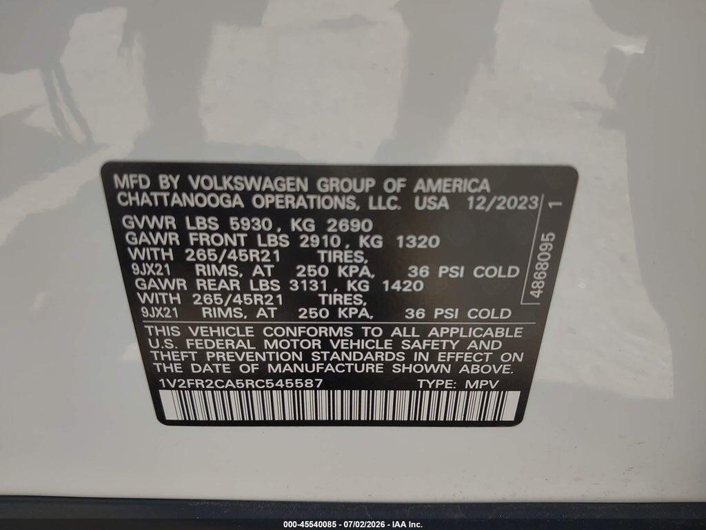 1V2FR2CA5RC545587 2024 VOLKSWAGEN ATLAS photo no. 9