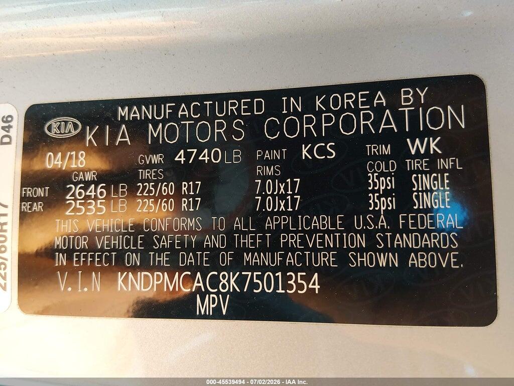 KNDPMCAC8K7501354 2019 KIA SPORTAGE photo no. 9