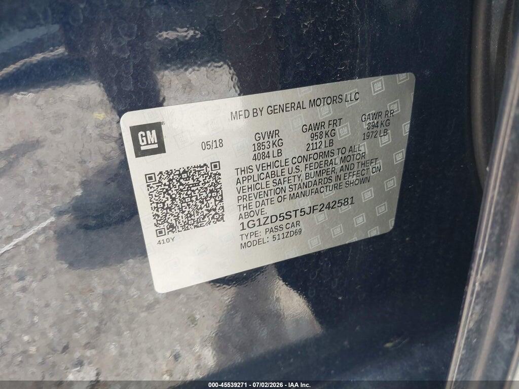 1G1ZD5ST5JF242581 2018 CHEVROLET MALIBU photo no. 9