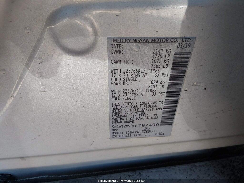 5N1AT2MV0KC797490 2019 NISSAN ROGUE photo no. 9
