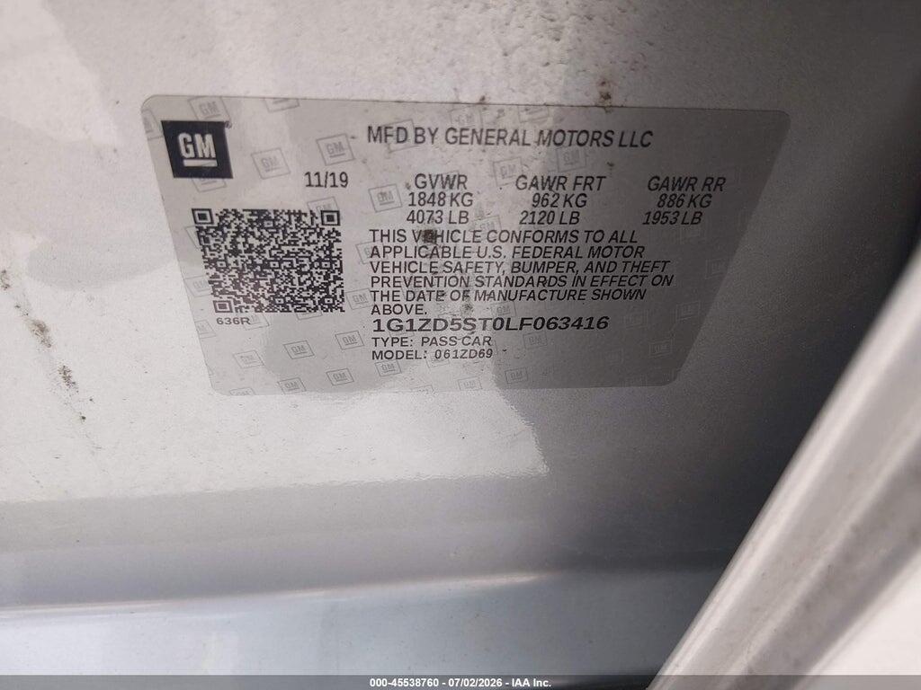 1G1ZD5ST0LF063416 2020 CHEVROLET MALIBU photo no. 9
