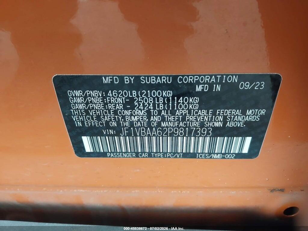 JF1VBAA62P9817393 2023 SUBARU WRX photo no. 9