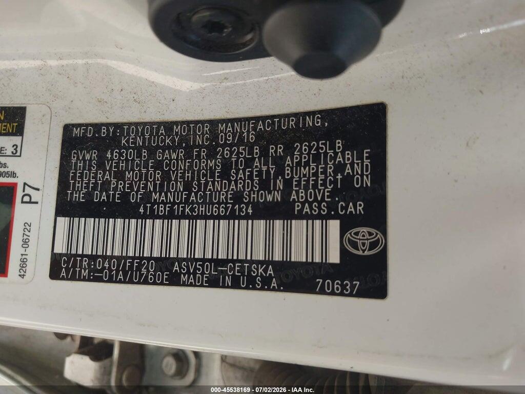 4T1BF1FK3HU667134 2017 TOYOTA CAMRY photo no. 9