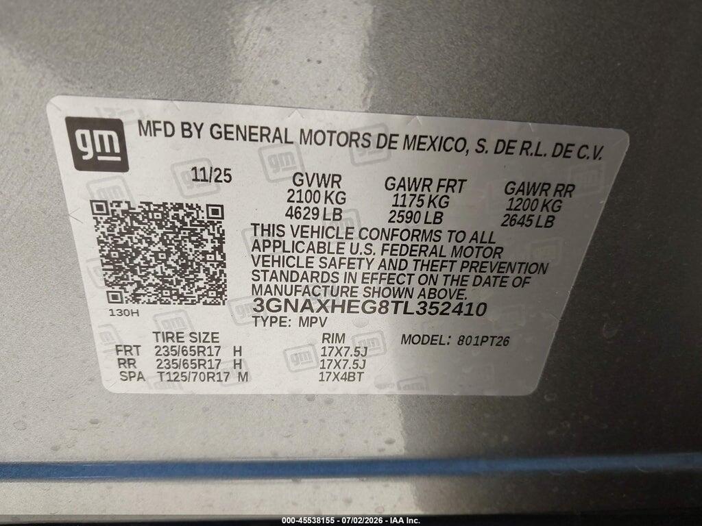 3GNAXHEG8TL352410 2026 CHEVROLET EQUINOX photo no. 9