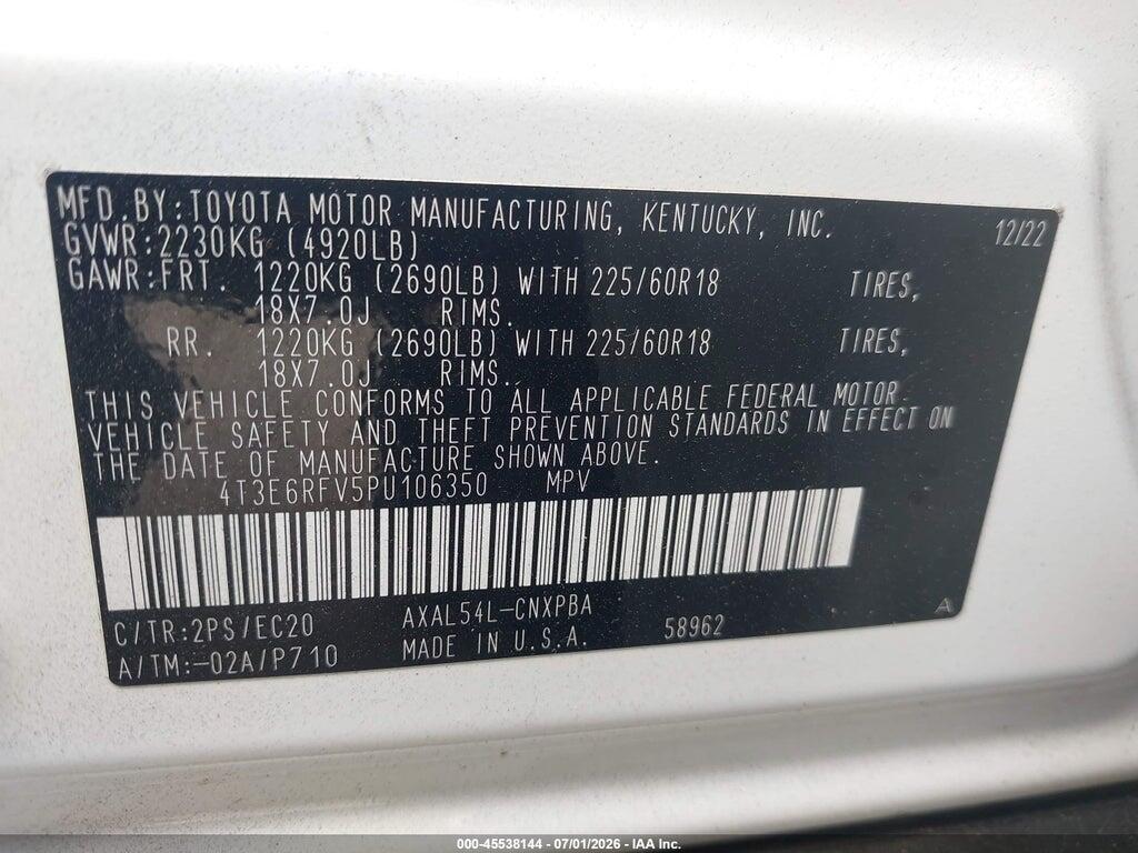 4T3E6RFV5PU106350 2023 TOYOTA RAV4 HYBRID photo no. 9