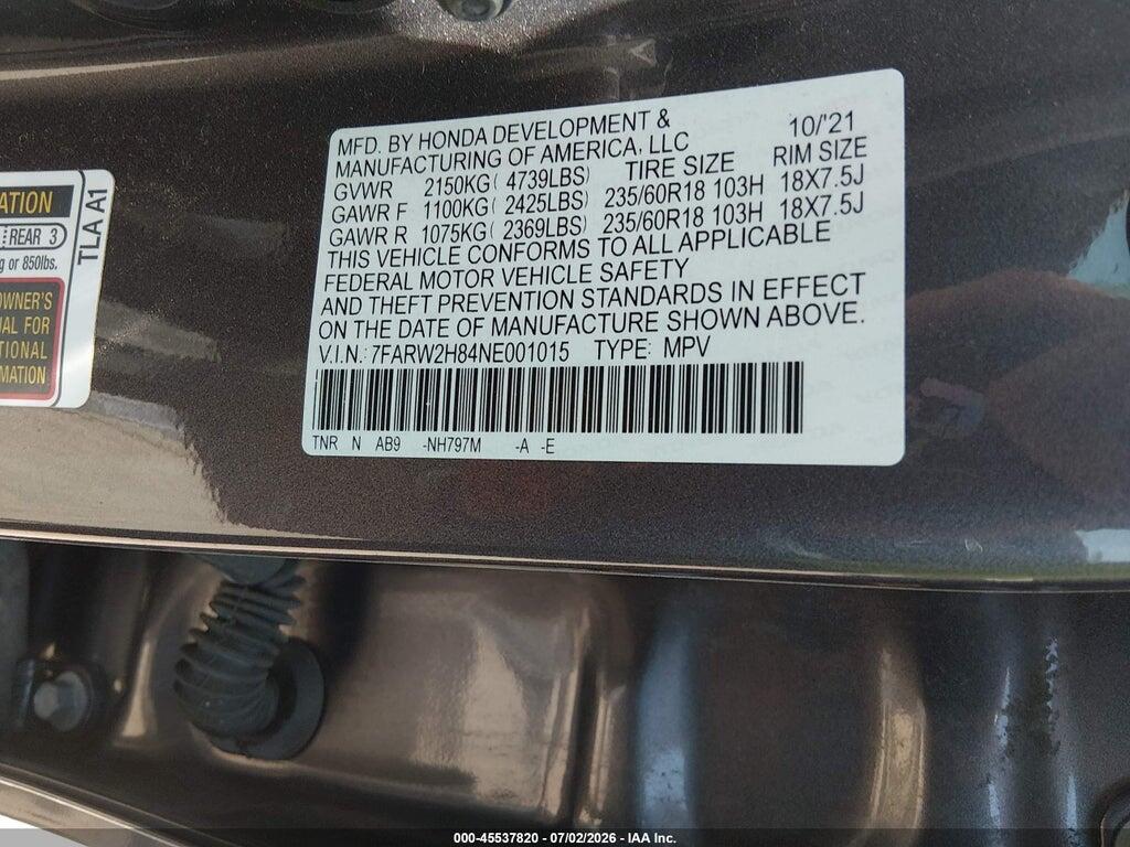 7FARW2H84NE001015 2022 HONDA CR-V photo no. 9