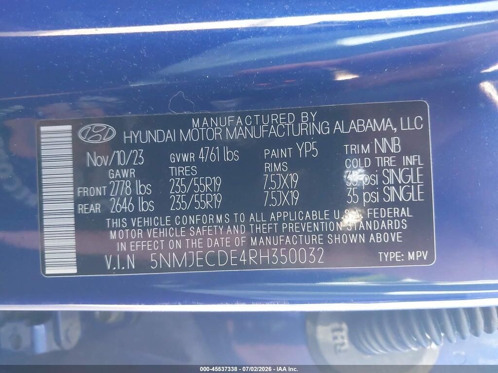 5NMJECDE4RH350032 2024 HYUNDAI TUCSON photo no. 9