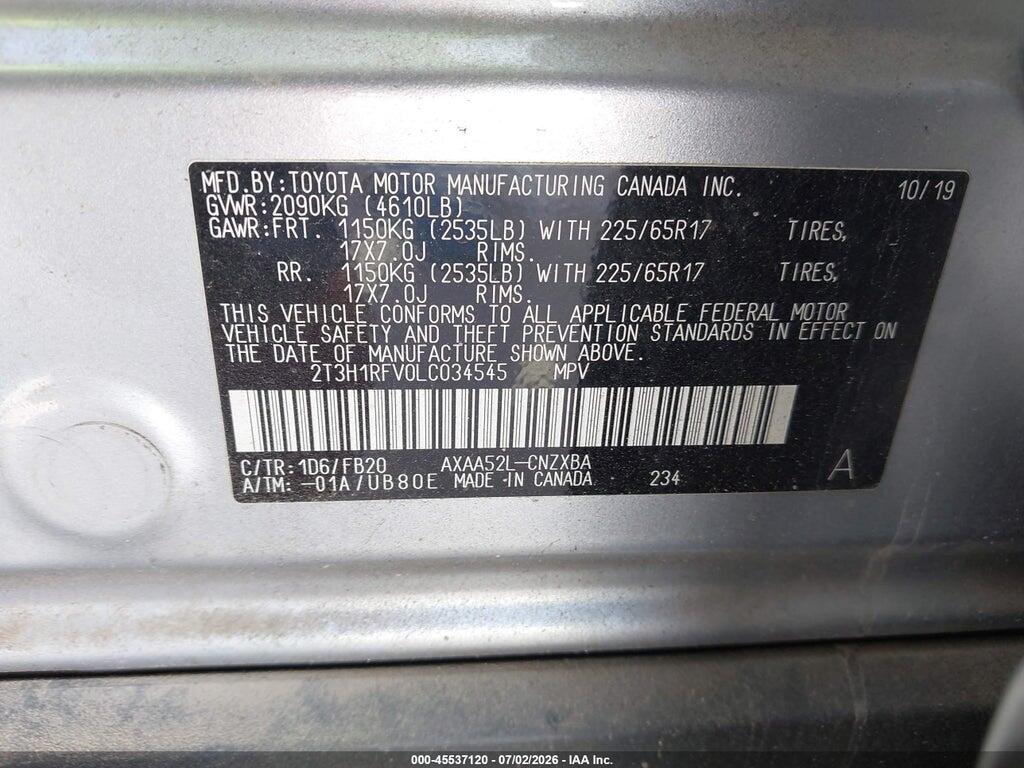 2T3H1RFV0LC034545 2020 TOYOTA RAV4 photo no. 9
