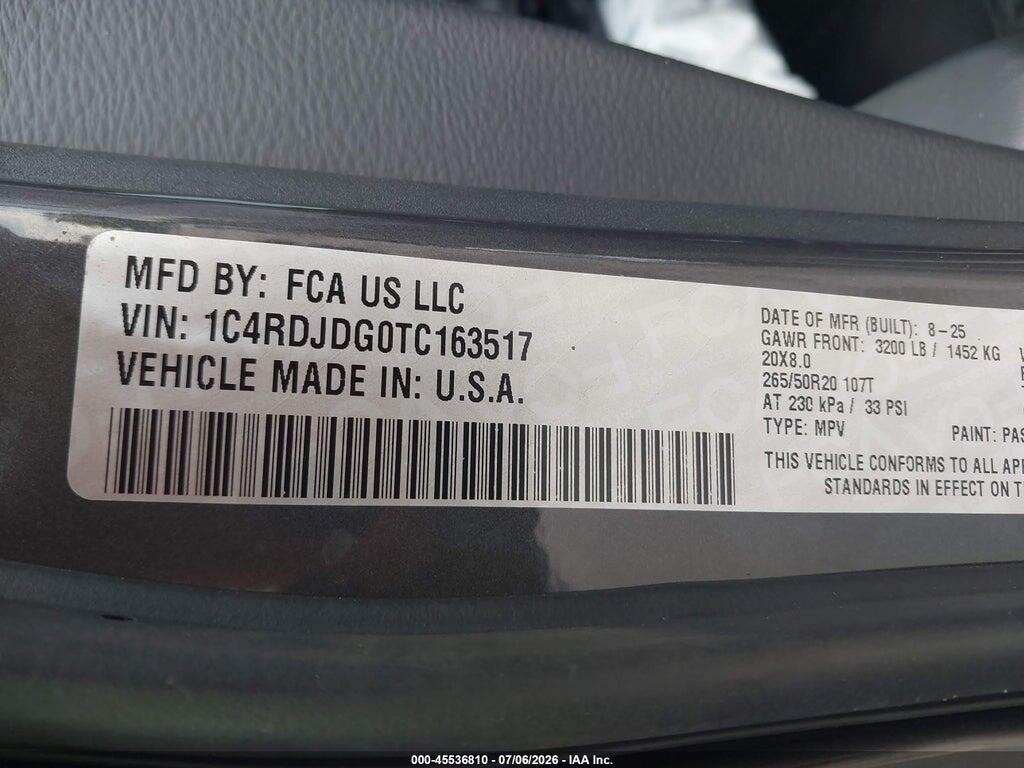 1C4RDJDG0TC163517 2026 DODGE DURANGO photo no. 9