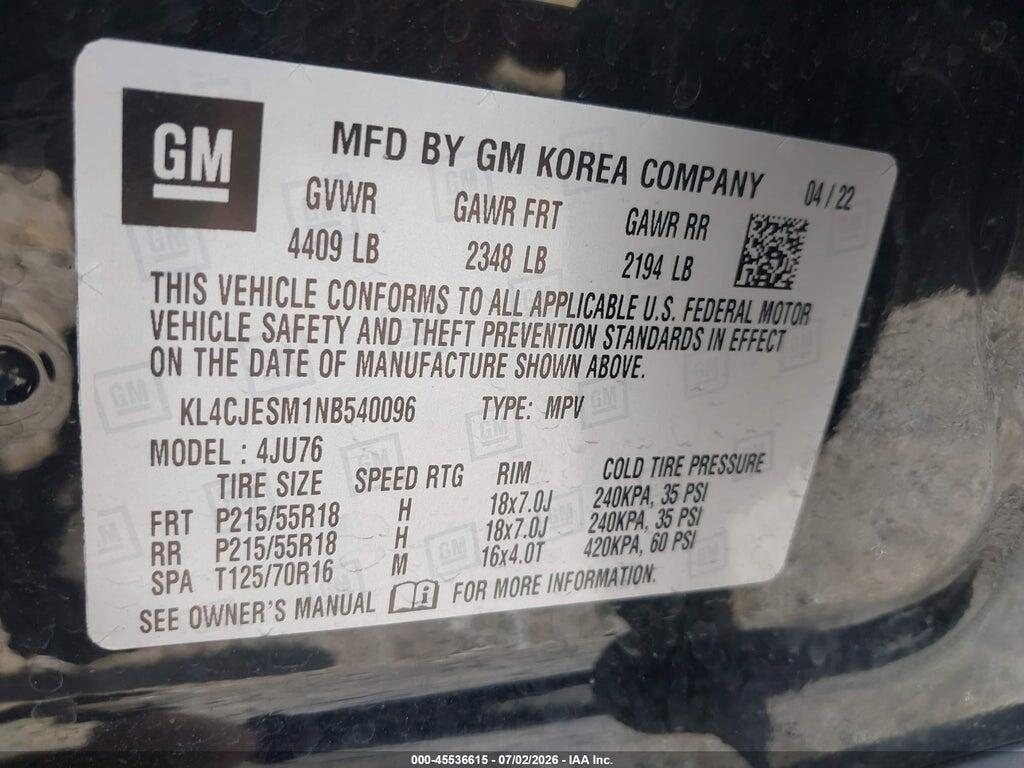 KL4CJESM1NB540096 2022 BUICK ENCORE photo no. 9