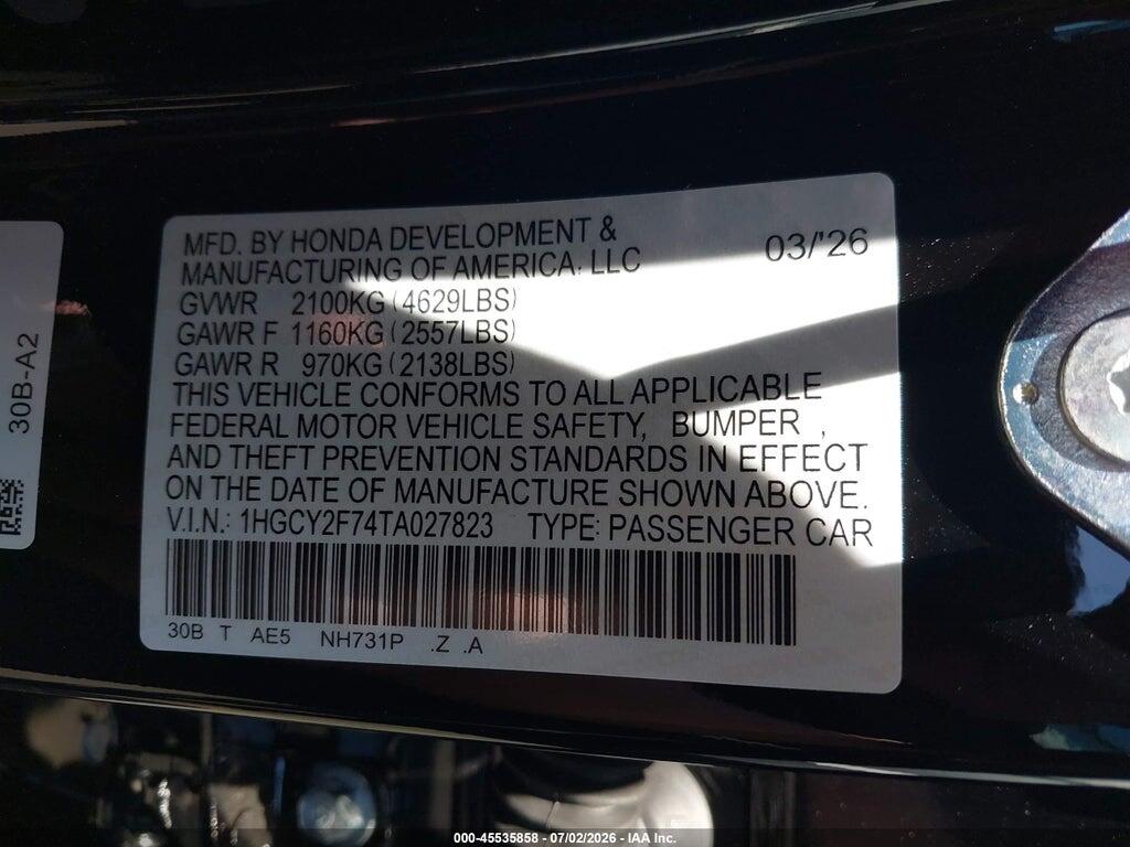1HGCY2F74TA027823 2026 HONDA ACCORD HYBRID photo no. 9
