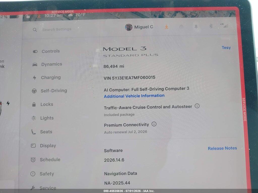5YJ3E1EA7MF060015 2021 TESLA MODEL 3 photo no. 7