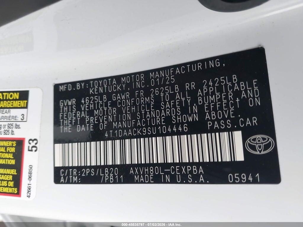 4T1DAACK9SU104446 2025 TOYOTA CAMRY photo no. 9