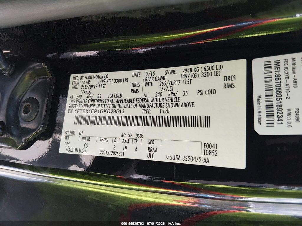 1FTEX1EP1GKD29513 2016 FORD F-150 photo no. 9