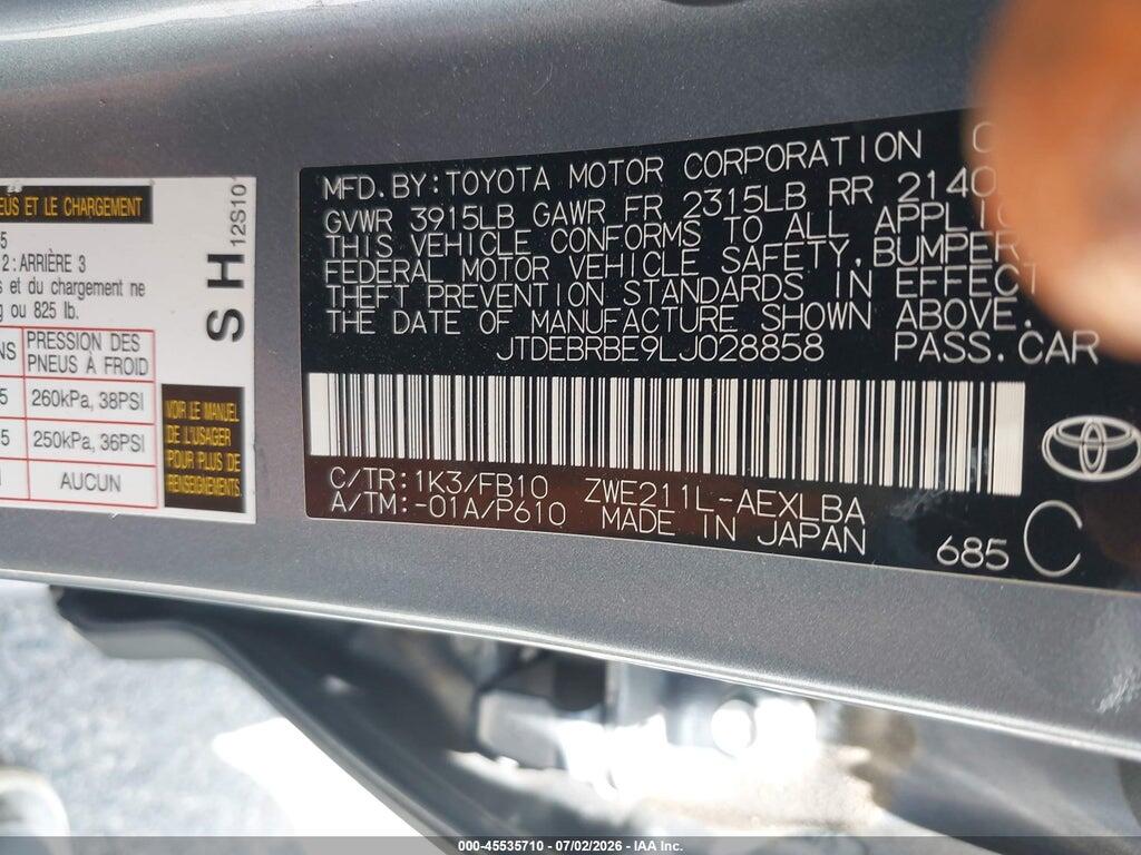JTDEBRBE9LJ028858 2020 TOYOTA COROLLA photo no. 9