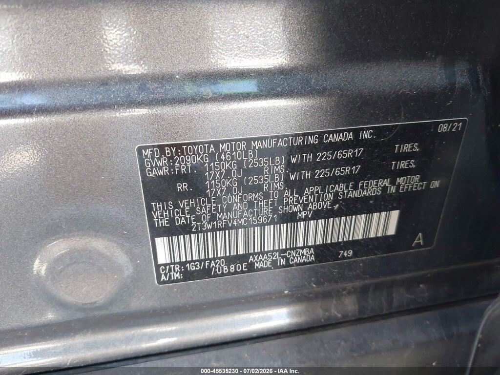 2T3W1RFV4MC159671 2021 TOYOTA RAV4 photo no. 9