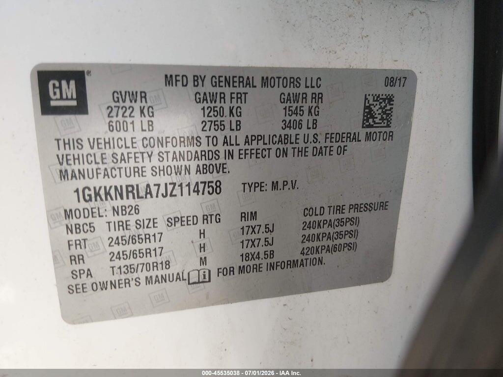 1GKKNRLA7JZ114758 2018 GMC ACADIA photo no. 9