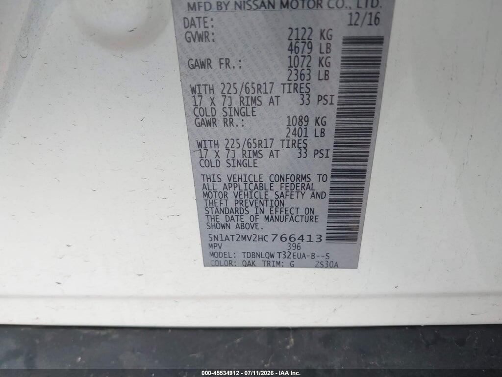 5N1AT2MV2HC766413 2017 NISSAN ROGUE photo no. 9