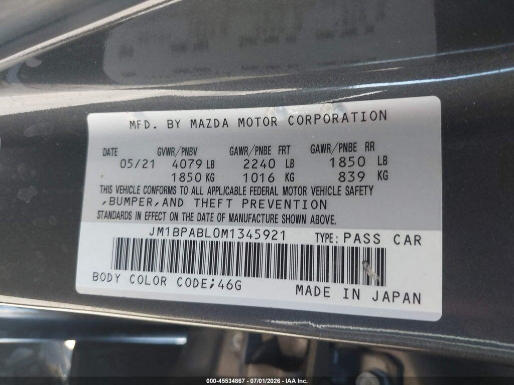 JM1BPABL0M1345921 2021 MAZDA MAZDA3 photo no. 9