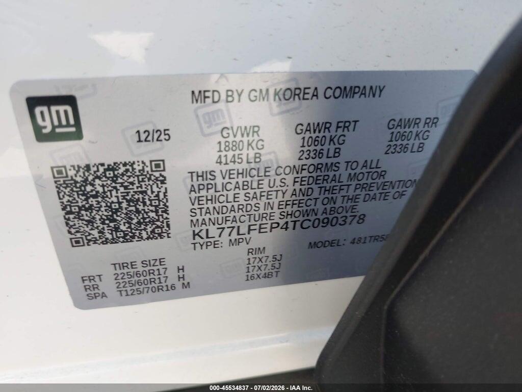 KL77LFEP4TC090378 2026 CHEVROLET TRAX photo no. 9