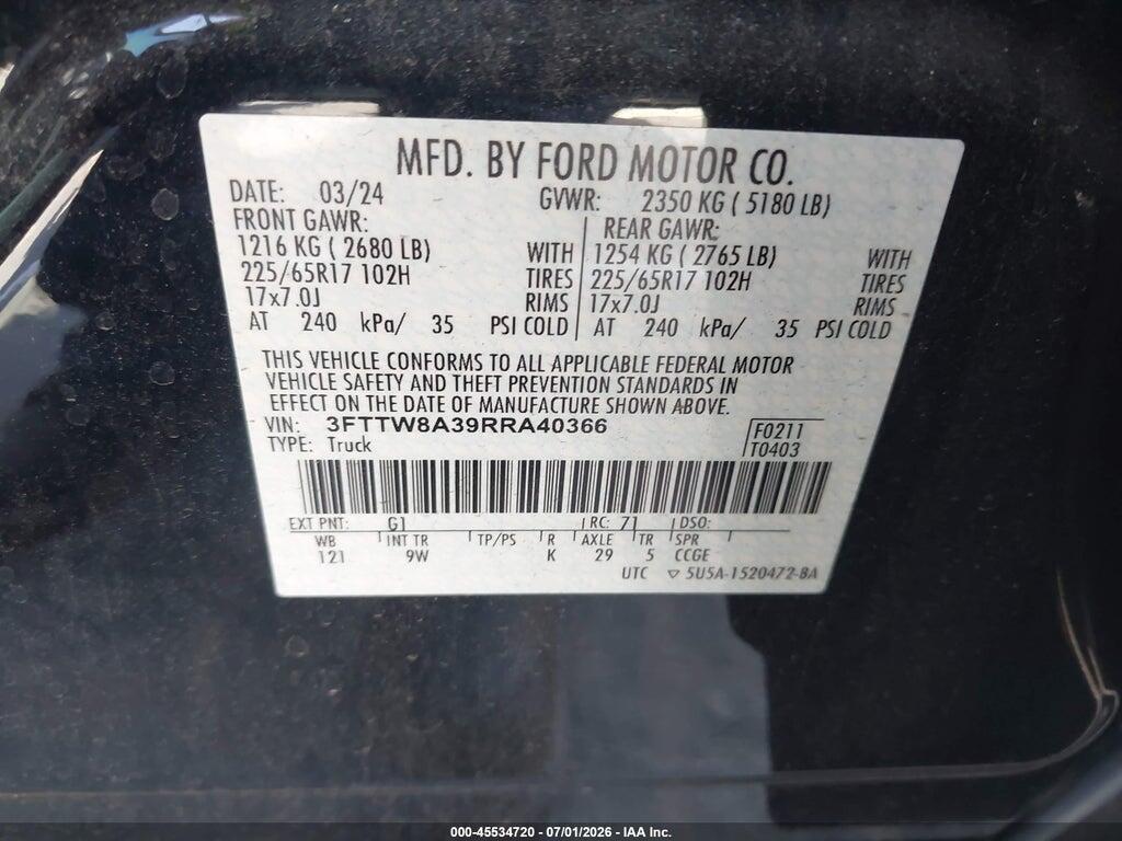 3FTTW8A39RRA40366 2024 FORD MAVERICK photo no. 9