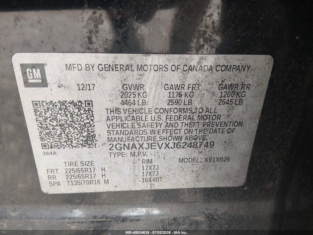 2GNAXJEVXJ6248749 2018 CHEVROLET EQUINOX photo no. 9