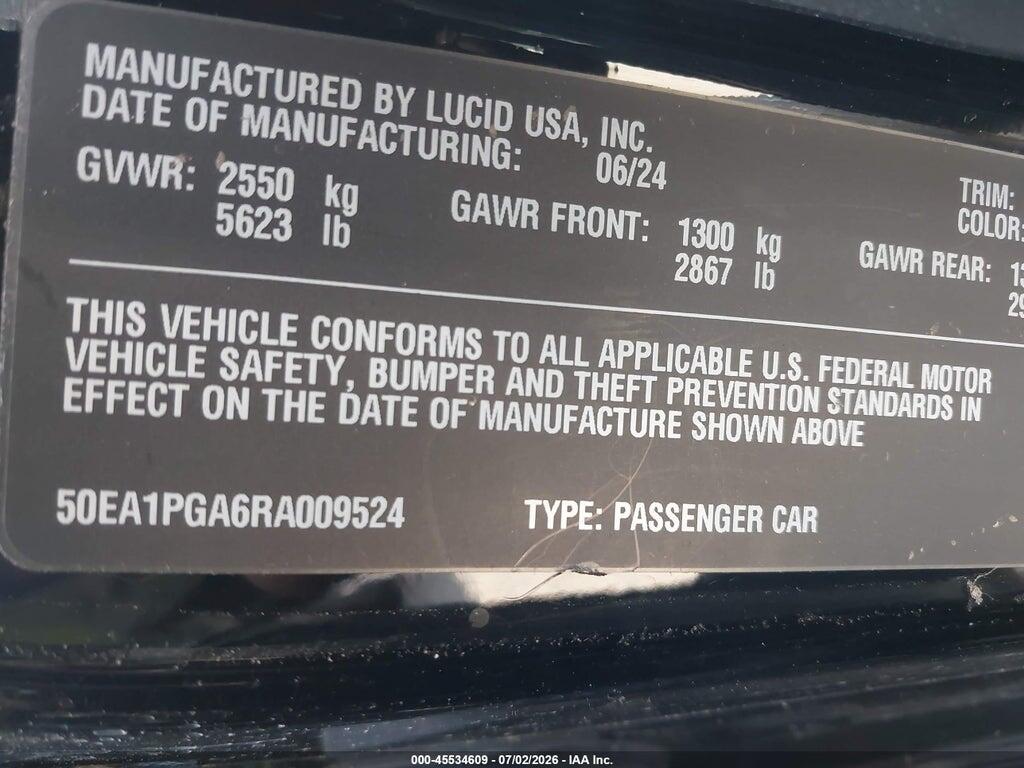 50EA1PGA6RA009524 2024 LUCID AIR photo no. 9