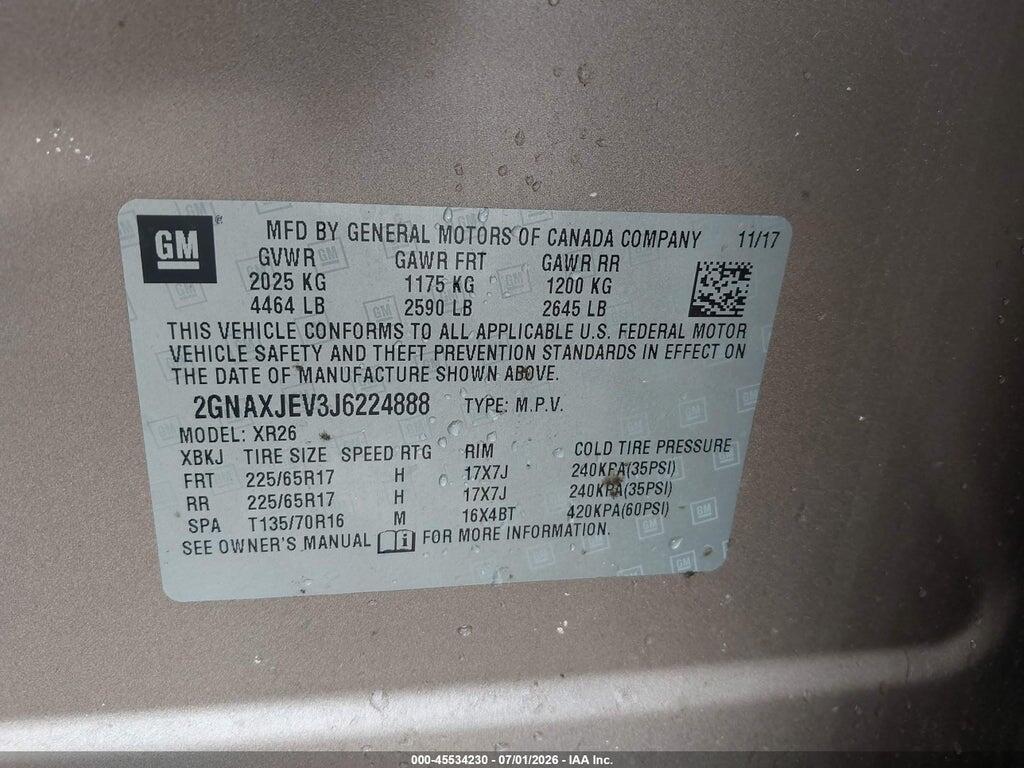 2GNAXJEV3J6224888 2018 CHEVROLET EQUINOX photo no. 9