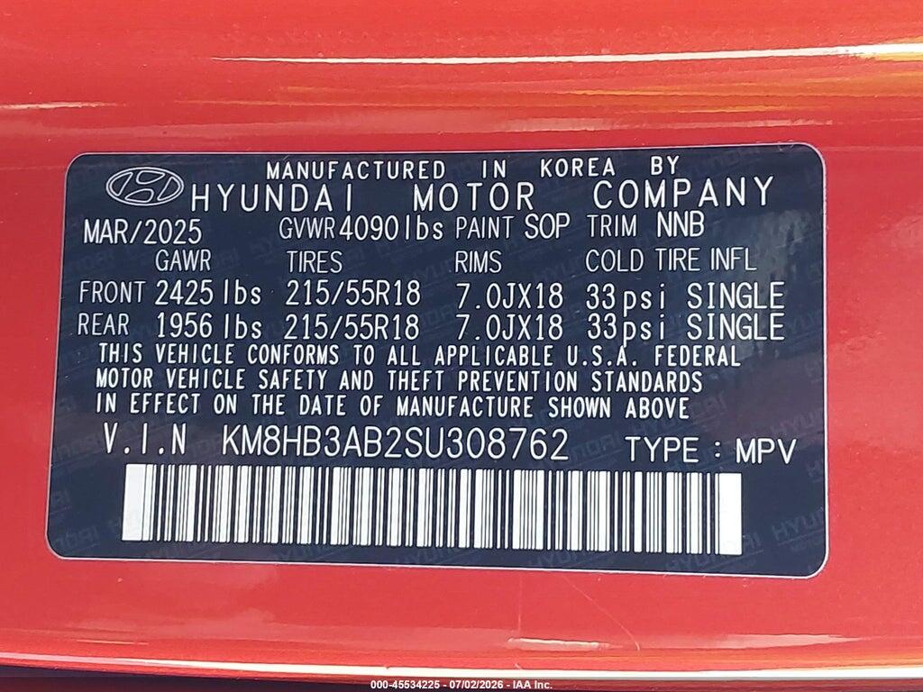 KM8HB3AB2SU308762 2025 HYUNDAI KONA photo no. 9