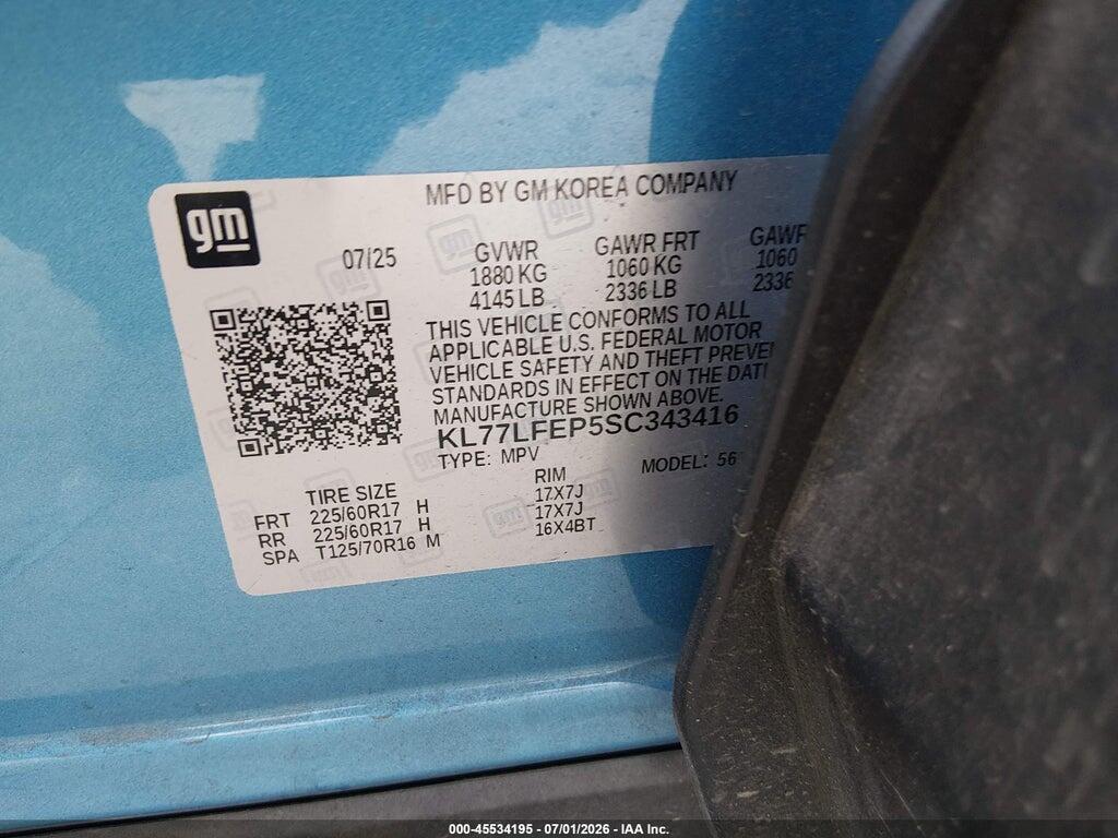 KL77LFEP5SC343416 2025 CHEVROLET TRAX photo no. 9