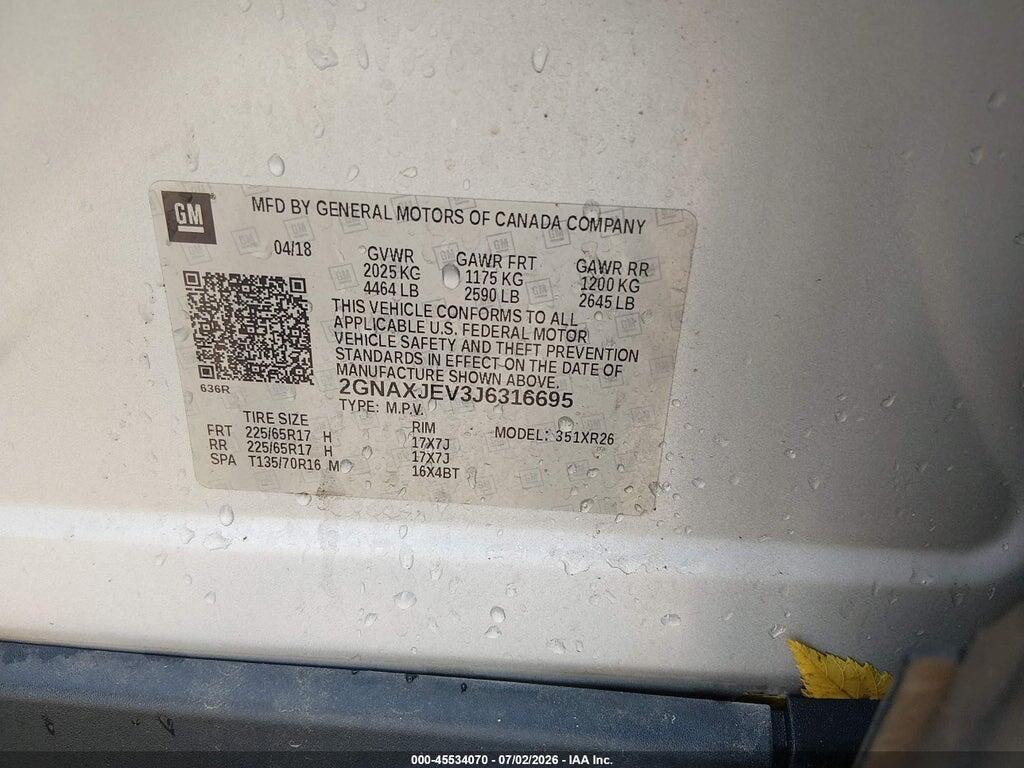 2GNAXJEV3J6316695 2018 CHEVROLET EQUINOX photo no. 9