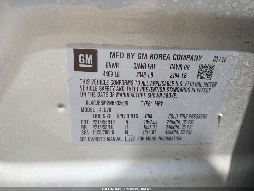 KL4CJESM2NB532606 2022 BUICK ENCORE photo no. 9