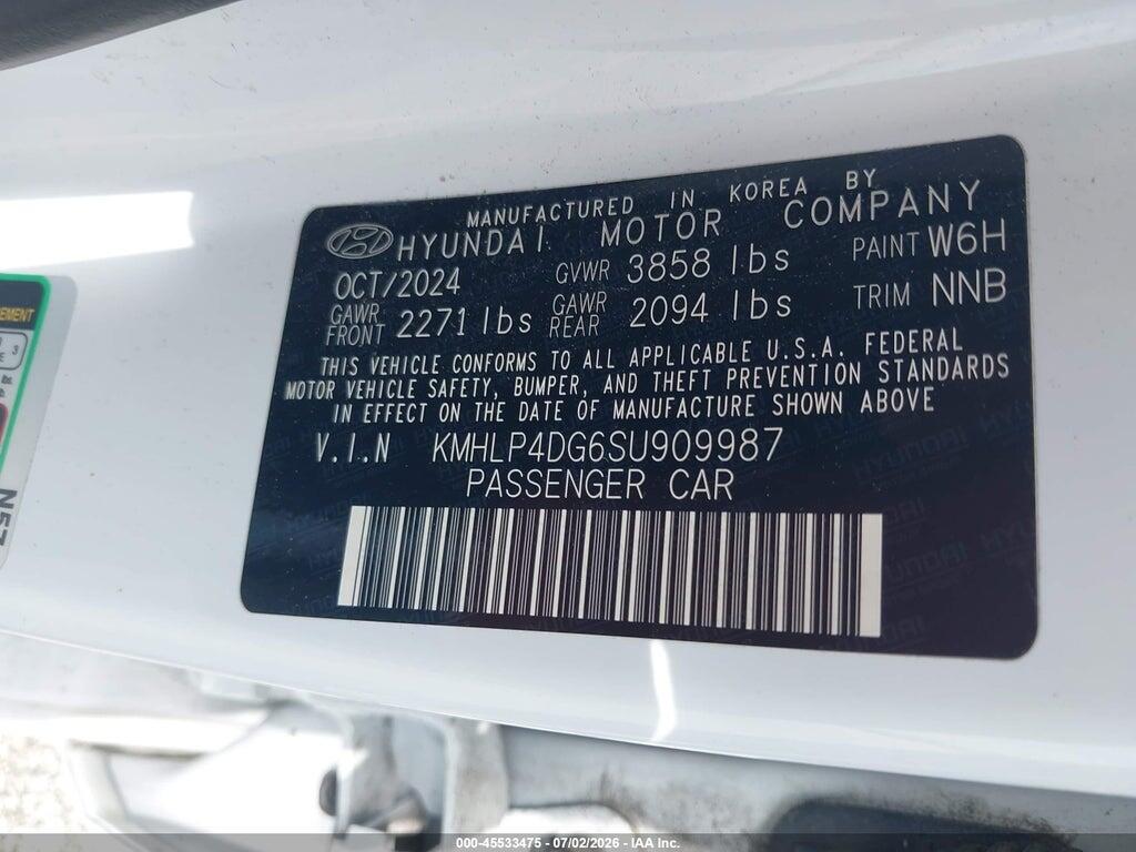KMHLP4DG6SU909987 2025 HYUNDAI ELANTRA photo no. 9