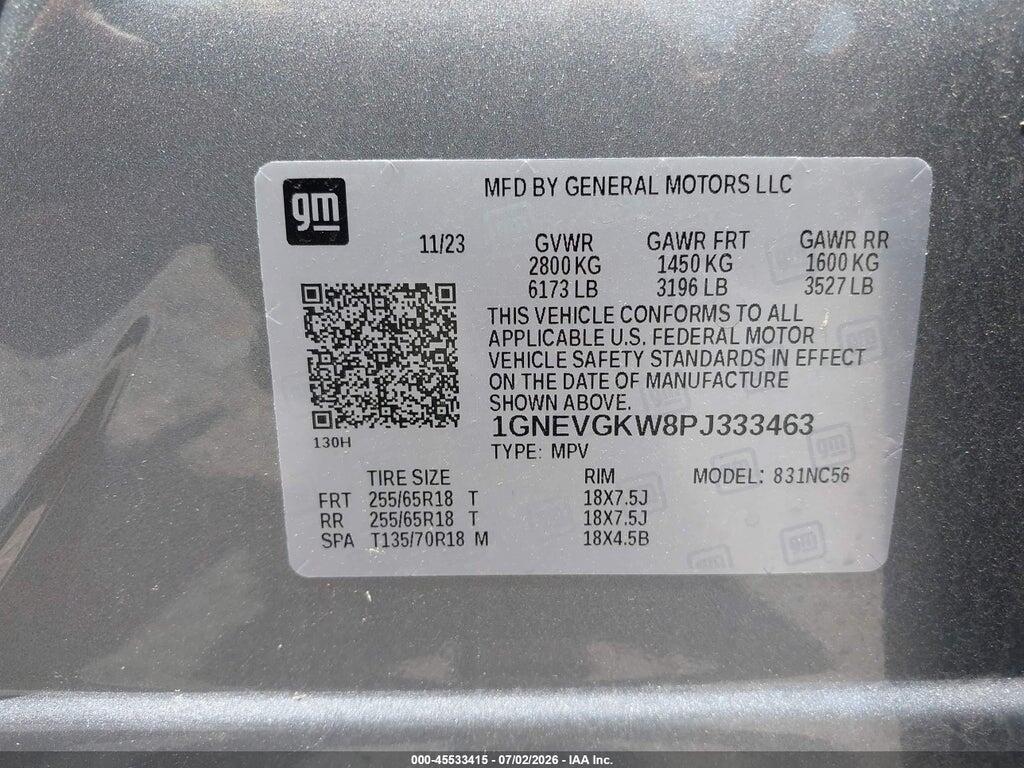 1GNEVGKW8PJ333463 2023 CHEVROLET TRAVERSE photo no. 9