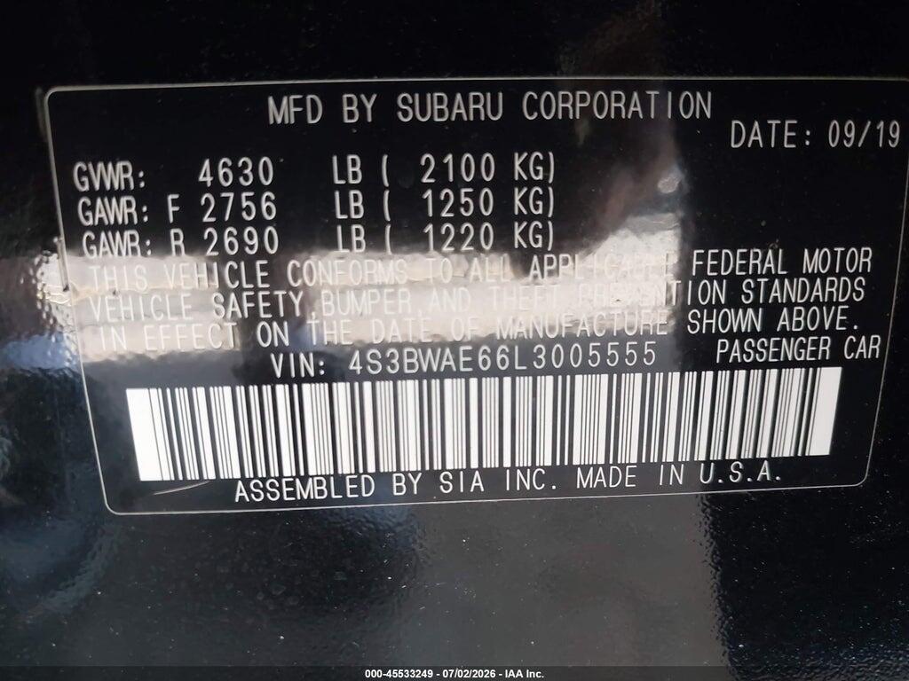4S3BWAE66L3005555 2020 SUBARU LEGACY photo no. 9
