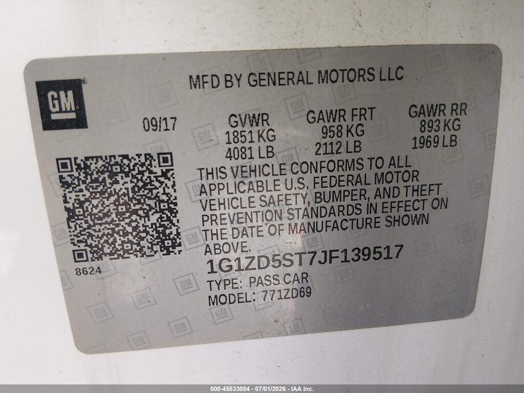 1G1ZD5ST7JF139517 2018 CHEVROLET MALIBU photo no. 9