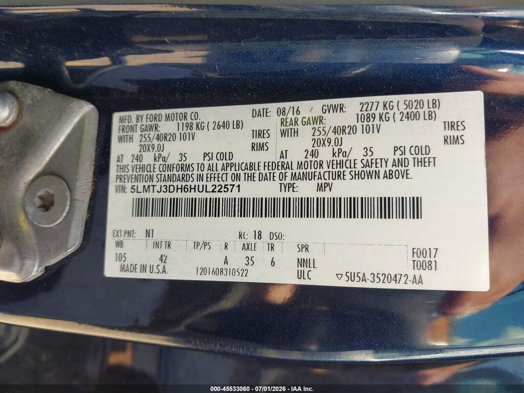 5LMTJ3DH6HUL22571 2017 LINCOLN MKC photo no. 9