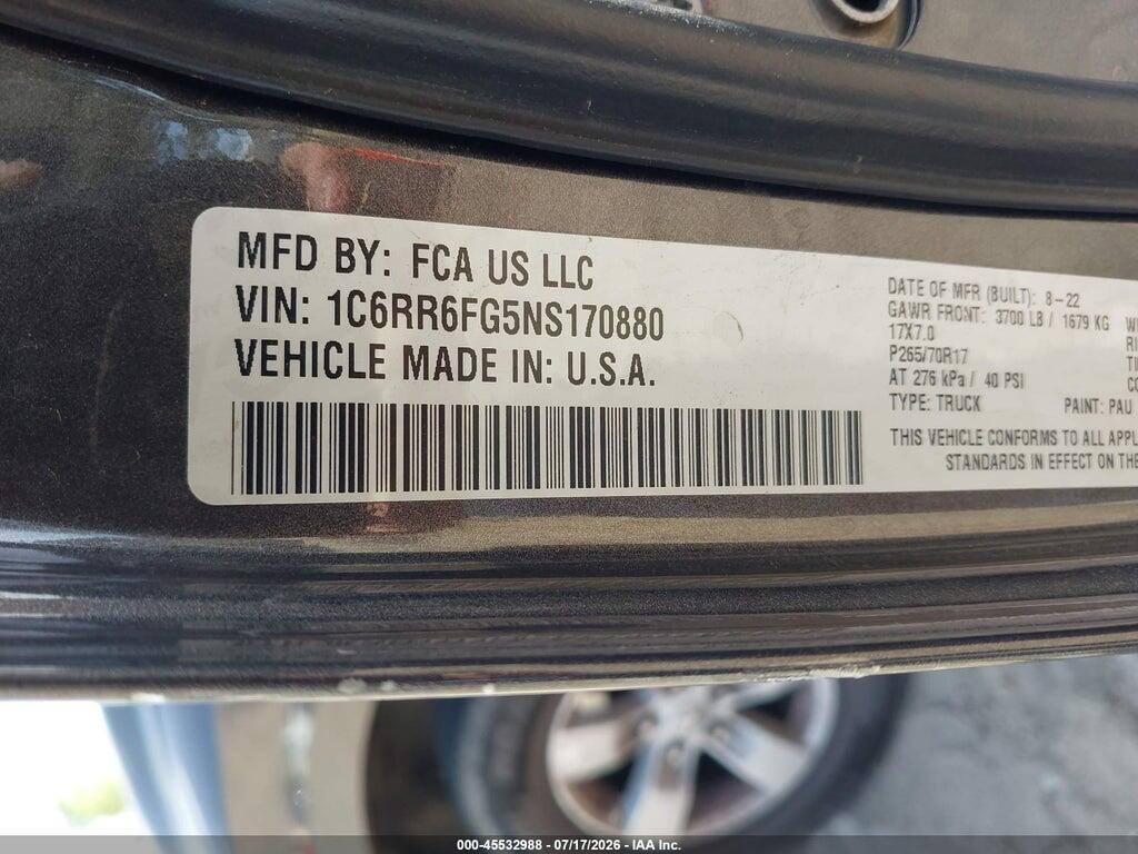 1C6RR6FG5NS170880 2022 RAM 1500 CLASSIC photo no. 9