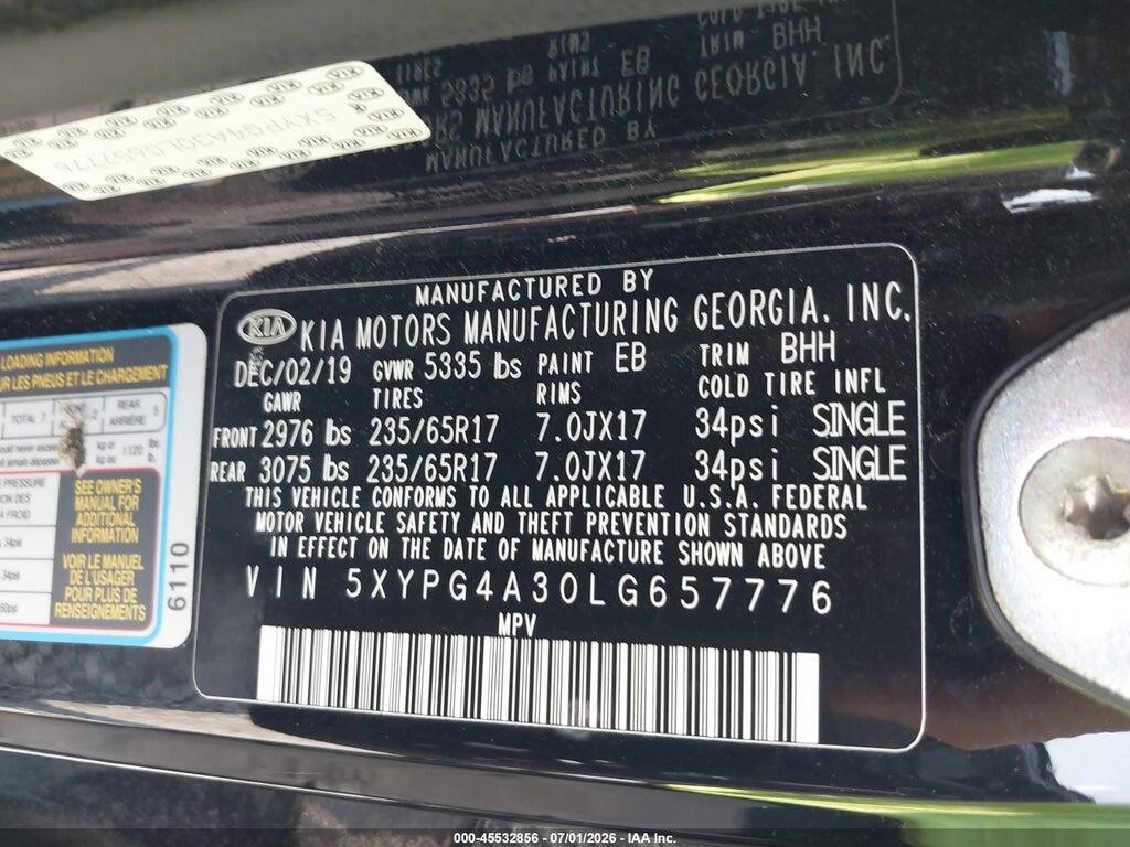 5XYPG4A30LG657776 2020 KIA SORENTO photo no. 9