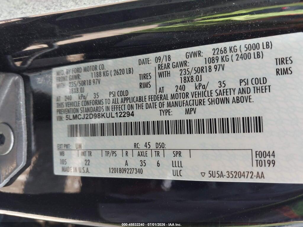 5LMCJ2D98KUL12294 2019 LINCOLN MKC photo no. 9